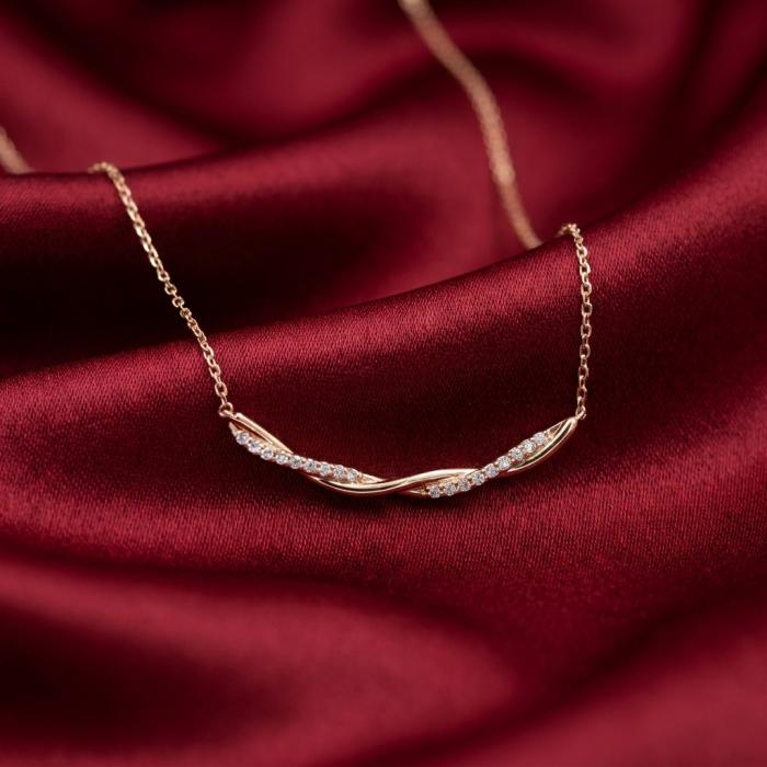 0,13 Karat Sonsuzluk Minimal Pırlanta Rose Kolye KL02062