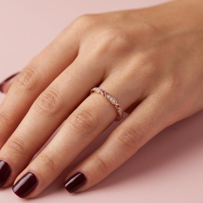 0,19 Karat Minimal Yakutlu Pırlanta Yüzük YZ22800