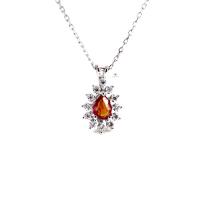 0.20 Karat Damla Kırmızı Safir Pırlanta Kolye BK09191