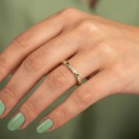 0,21 Karat Minimal Zümrütlü Pırlanta Yüzük TMT2960