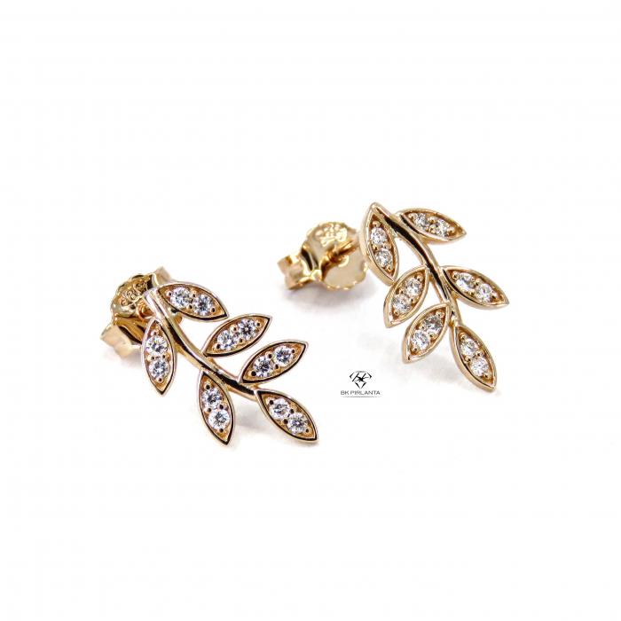 0,22 Karat Rose Yaprak Pırlanta Küpe KP01591