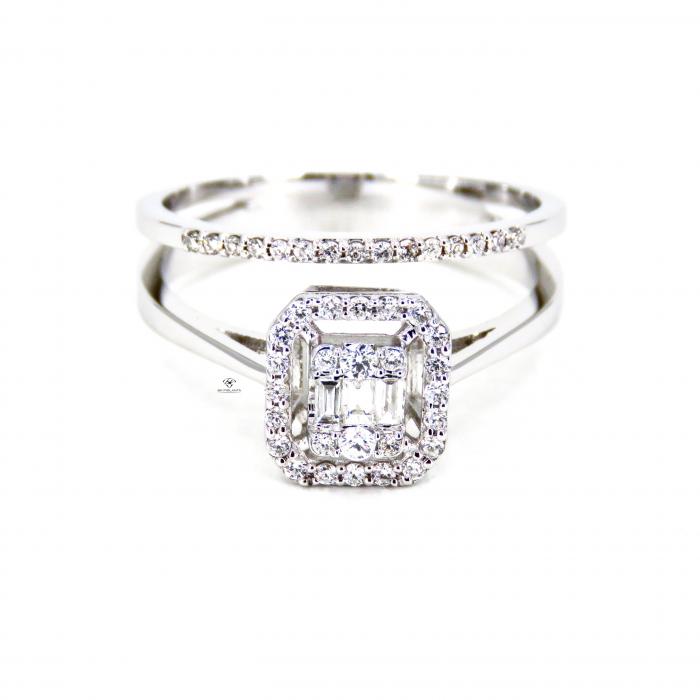 0,27 Karat İkili Baget Pırlanta Yüzük YZ13383