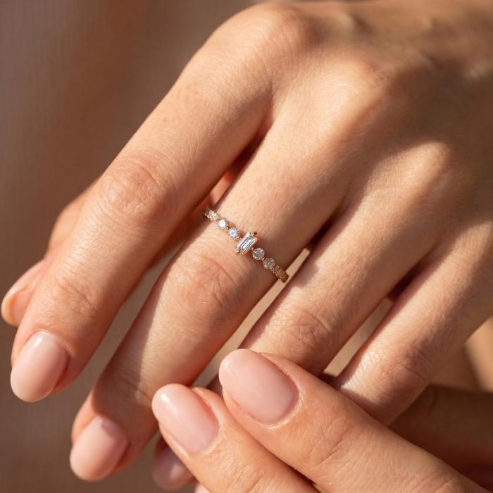 0,30 Karat Baget Minimal Pırlanta Yüzük YZ23181