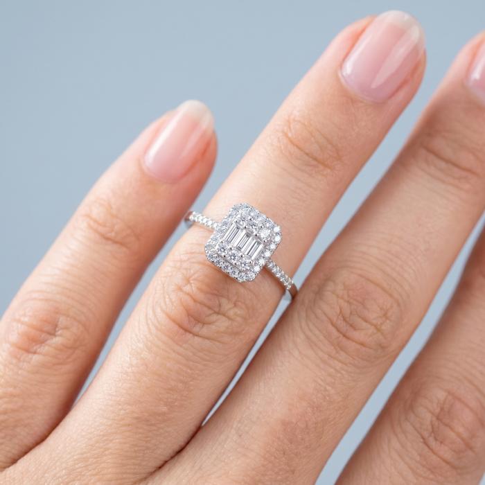 0,33 Karat Boşluksuz Baget Pırlanta Yüzük YZ23283