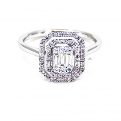 0,35 Karat Çift Sıra Baget Pırlanta Yüzük YZ13557