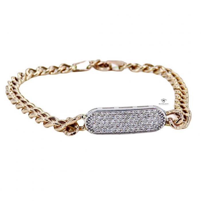 0,40 Karat Zincirli Plaka Pırlanta Bileklik BL01183