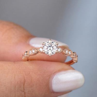 0,54 Karat Gia Sertifikalı Vintage 6 Tırnak Pırlanta Yüzük