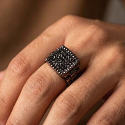 0,74 Karat Siyah Pırlanta Erkek Yüzük SP01045