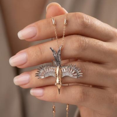 0,86 Karat Zümrüdü Anka Kuşu Pırlanta Kolye KL01554