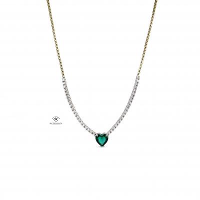 0,94 Karat Yeşil Kalp Pırlanta Kolye KL01872