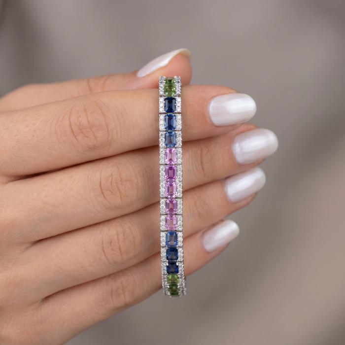 14.52 Karat Safir Rainbow Pırlanta Bileklik BL01253