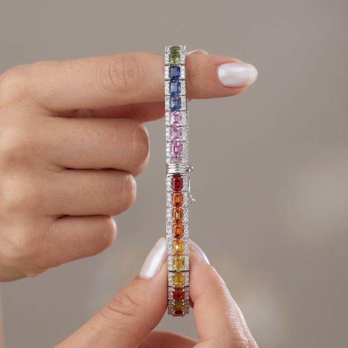 14.52 Karat Safir Rainbow Pırlanta Bileklik BL01253