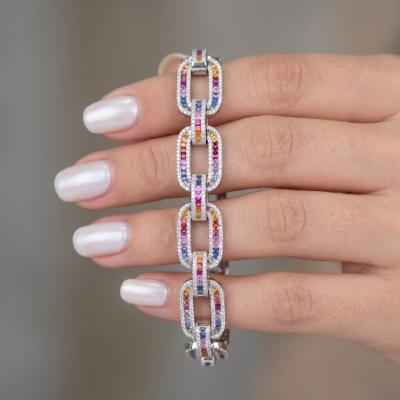 15,83 Karat Mega Rainbow Safir Pırlanta Bileklik BL02548